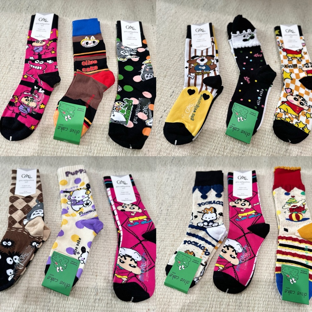 Blind Box Colorful Cartoon Character Socks Set of 10 socks